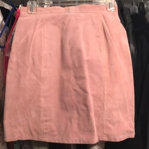 Pink suede mini skirt